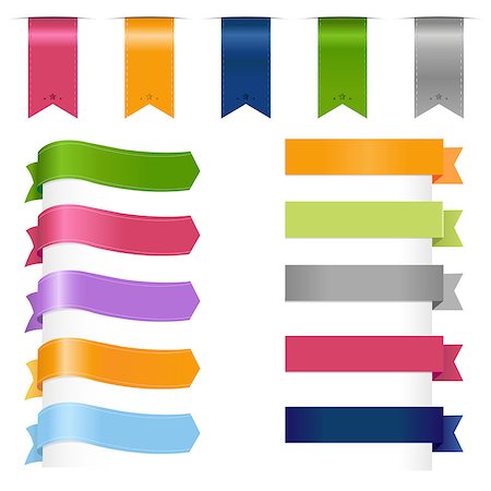 Ribbons Set, Isolated On White Background, Vector Illustration Stock Photo - Budget Royalty-Free & Subscription, Code: 400-04400124
