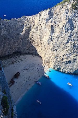 summer beach postcard - view of the shipwreck on the beach Navagio in Zakynthos, Greece Stock Photo - Budget Royalty-Free & Subscription, Code: 400-04400135