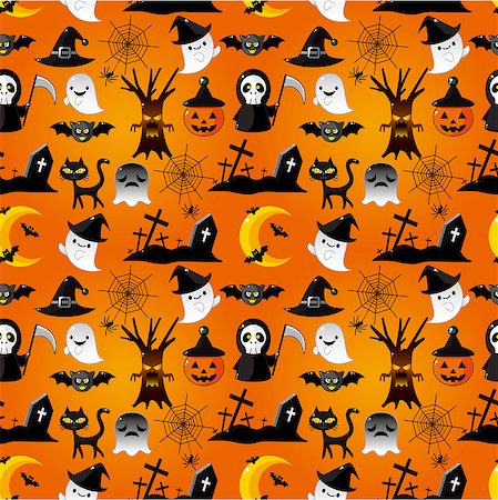 simsearch:400-05690180,k - cartoon Halloween seamless pattern Foto de stock - Super Valor sin royalties y Suscripción, Código: 400-04400273