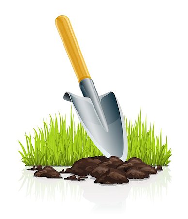garden scoop and grass vector illustration isolated on white background Stock Photo - Budget Royalty-Free & Subscription, Code: 400-04400354