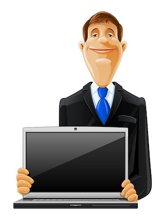 handsome man with laptop vector illustration isolated on white background Stock Photo - Budget Royalty-Free & Subscription, Code: 400-04400378