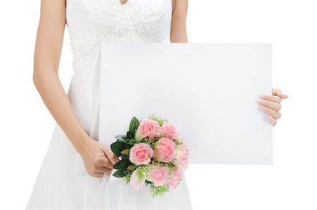 simsearch:400-06137807,k - Bride holding a empty white card, ready for text Foto de stock - Super Valor sin royalties y Suscripción, Código: 400-04400431