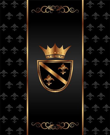 royal king symbol - Illustration vintage dark golden card with heraldic elements - vector Stock Photo - Budget Royalty-Free & Subscription, Code: 400-04401192