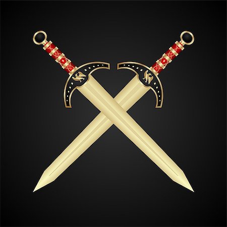 Illustration two medieval swords isolated - vector Photographie de stock - Aubaine LD & Abonnement, Code: 400-04401240
