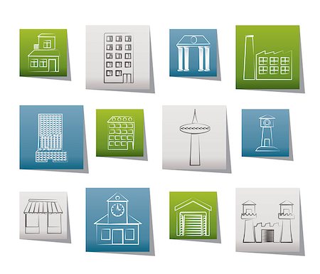 simsearch:400-07033344,k - different kind of building and City icons - vector icon set Foto de stock - Royalty-Free Super Valor e Assinatura, Número: 400-04401299