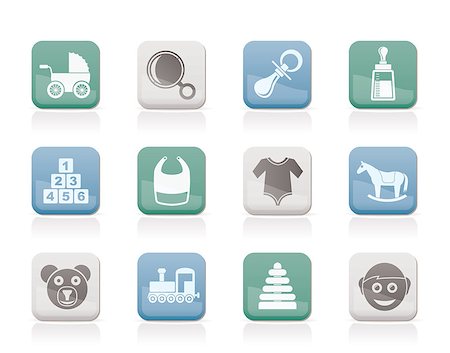 pacifier vector - baby and children icons - vector icon set Stock Photo - Budget Royalty-Free & Subscription, Code: 400-04401292