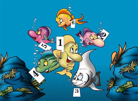 simsearch:400-04907025,k - Fish and Numbers - Cartoon Background Illustration, Bitmap Photographie de stock - Aubaine LD & Abonnement, Code: 400-04401705