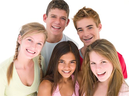 simsearch:400-04402293,k - Five friends together smiling Stock Photo - Budget Royalty-Free & Subscription, Code: 400-04402285