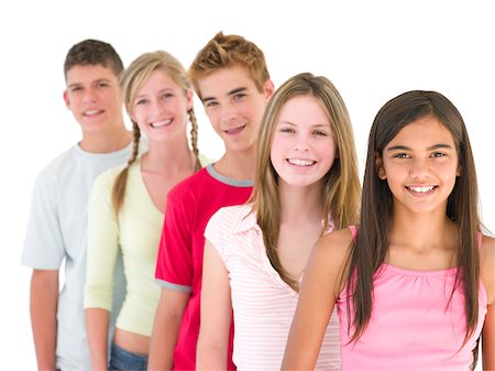 simsearch:400-04402293,k - Five friends in a row smiling Stock Photo - Budget Royalty-Free & Subscription, Code: 400-04402292