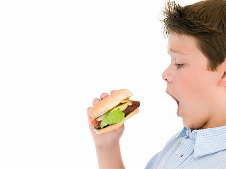 simsearch:400-04402342,k - Young boy eating cheeseburger Stock Photo - Budget Royalty-Free & Subscription, Code: 400-04402358