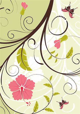 pastel spring pattern - Flower frame with butterfly, element for design, vector illustration Stock Photo - Budget Royalty-Free & Subscription, Code: 400-04402554