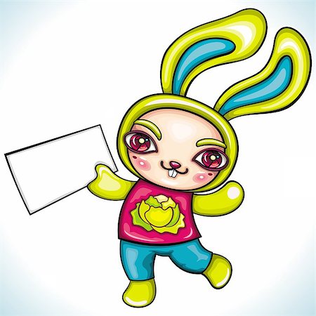 simsearch:400-04273953,k - Cute rabbit holding blank paper. Funny cheerful character with space for your text Stock Photo - Budget Royalty-Free & Subscription, Code: 400-04402830