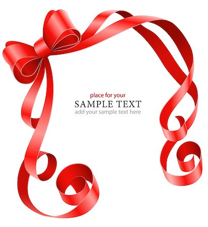 red ribbon vector - greeting card template with red ribbon and bow vector illustration isolated on white background Stock Photo - Budget Royalty-Free & Subscription, Code: 400-04402890