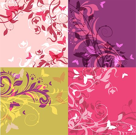 simsearch:400-04406888,k - Set of 4 classic floral multicolored decorative backgrounds. Photographie de stock - Aubaine LD & Abonnement, Code: 400-04402932