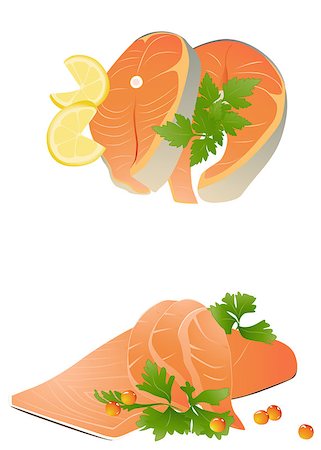 simsearch:400-05939167,k - fresh salmon pieces with lemon on white background Photographie de stock - Aubaine LD & Abonnement, Code: 400-04402961