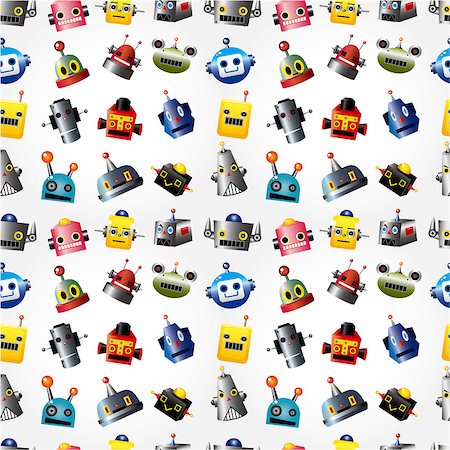 simsearch:400-04273714,k - cartoon robot face seamless pattern Stock Photo - Budget Royalty-Free & Subscription, Code: 400-04403038