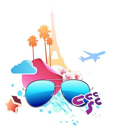 stylized paris - Vector illustration of  funky abstract summer background Stock Photo - Budget Royalty-Free & Subscription, Code: 400-04403254