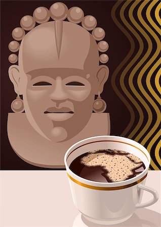 Coffee and african mask Stock Photo - Budget Royalty-Free & Subscription, Code: 400-04403468