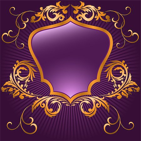 shaped shield in a gilded frame  on purple background Foto de stock - Super Valor sin royalties y Suscripción, Código: 400-04403487