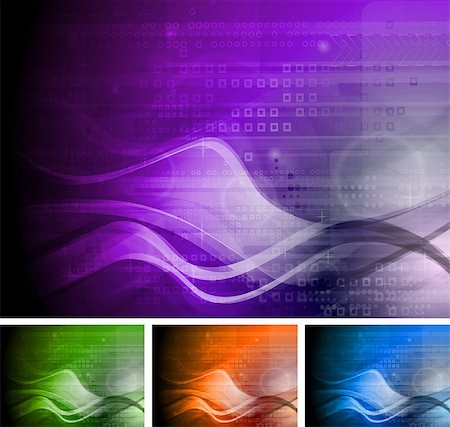 simsearch:400-04299118,k - Set of abstract tech backgrounds with waves. Eps 10 Stock Photo - Budget Royalty-Free & Subscription, Code: 400-04403537