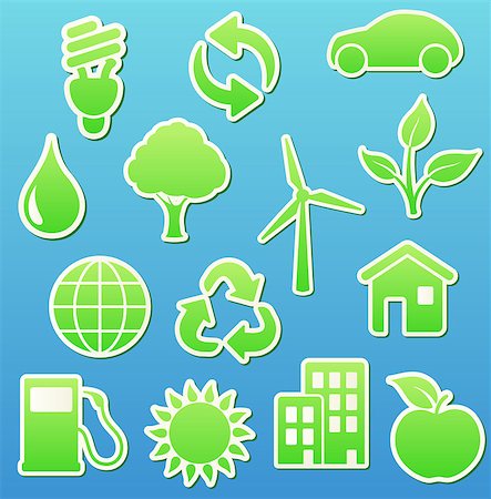 Vector illustration of  green eco  icon set Stock Photo - Budget Royalty-Free & Subscription, Code: 400-04403615