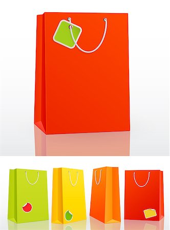 simsearch:400-05341250,k - Colorful shopping bag on white background with stickers. Vector illustration. Stock Photo - Budget Royalty-Free & Subscription, Code: 400-04403663