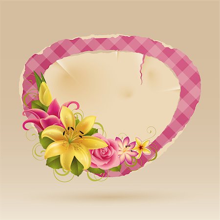 simsearch:400-04378593,k - Vintage pink bubble for speech with flowers and place for text Photographie de stock - Aubaine LD & Abonnement, Code: 400-04403686