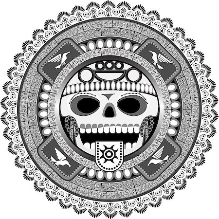 death vector - The stylized deity of aztecs with a skull in a vector Stock Photo - Budget Royalty-Free & Subscription, Code: 400-04403755