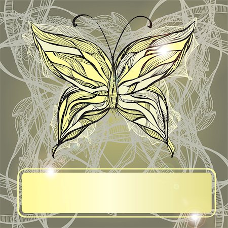 simsearch:400-06107863,k - vector hand drawn beautiful butterfly, vintage style, frame for your text, eps 10 Fotografie stock - Microstock e Abbonamento, Codice: 400-04403779