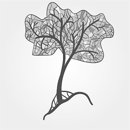 vector stained glass stylized tree, monochrome Stock Photo - Budget Royalty-Free & Subscription, Code: 400-04403781