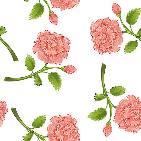floral patterns peony - Seamless from pink peony and green leaves.Clipping Mask.(can be repeated and scaled in any size) Foto de stock - Super Valor sin royalties y Suscripción, Código: 400-04403801