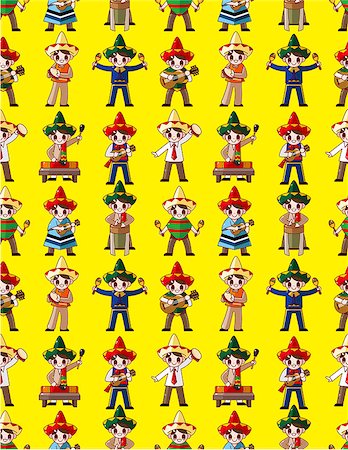 cartoon Mexican music band -seamless pattern,vector Stock Photo - Budget Royalty-Free & Subscription, Code: 400-04403870