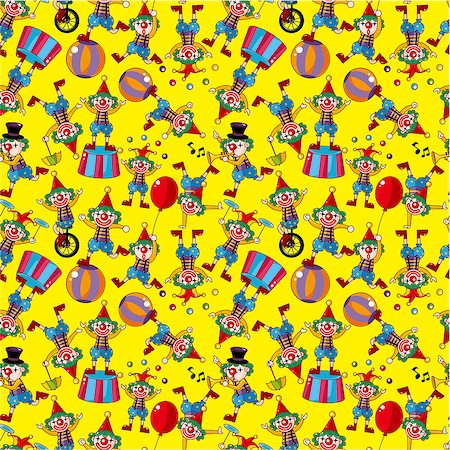 simsearch:400-04333195,k - seamless cartoon circus clown pattern Foto de stock - Super Valor sin royalties y Suscripción, Código: 400-04403872