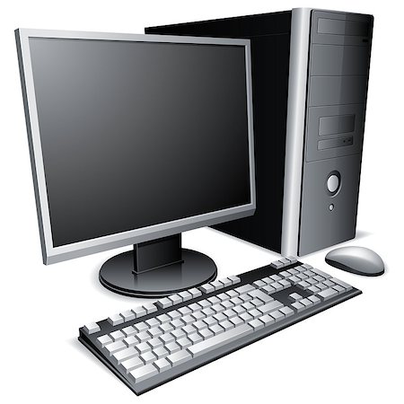 Desktop computer with lcd monitor, keyboard and mouse. Photographie de stock - Aubaine LD & Abonnement, Code: 400-04414008