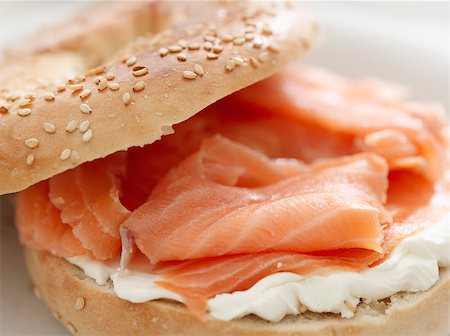 salmon on a colored plate - bagel and lox Stock Photo - Budget Royalty-Free & Subscription, Code: 400-04414173