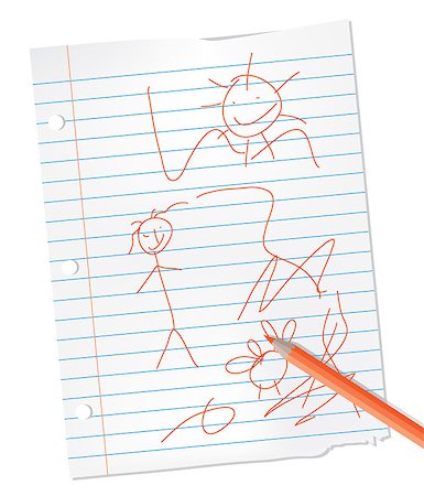 simsearch:700-02756760,k - child drawing on lined paper vector illustration Foto de stock - Super Valor sin royalties y Suscripción, Código: 400-04414728