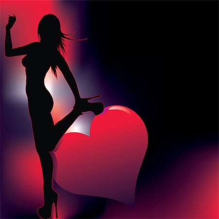 striptease - sexy girl silhouette with abstract background Stock Photo - Budget Royalty-Free & Subscription, Code: 400-04414732