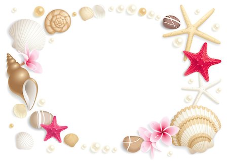 simsearch:400-05916697,k - Background with seashells and starfishes making a frame for any text Stock Photo - Budget Royalty-Free & Subscription, Code: 400-04415171