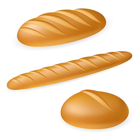 simsearch:400-07996450,k - Three realistic bread. Illustration on white background Foto de stock - Royalty-Free Super Valor e Assinatura, Número: 400-04415208