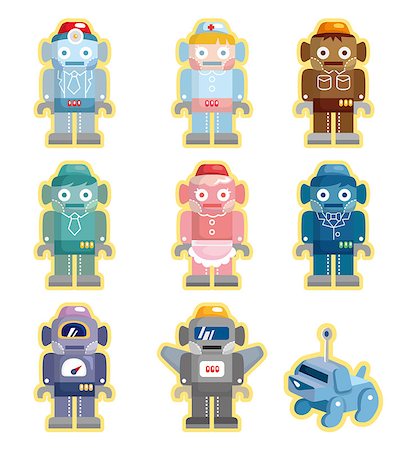 simsearch:400-04405278,k - cartoon robots icons set Fotografie stock - Microstock e Abbonamento, Codice: 400-04415244