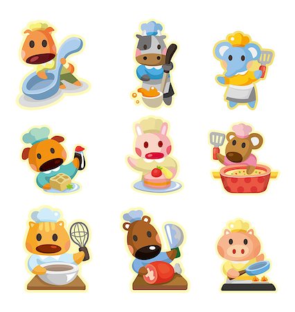 simsearch:400-07953213,k - cartoon animal chef icons collection,vector Foto de stock - Super Valor sin royalties y Suscripción, Código: 400-04415480