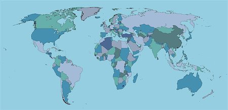 political map of world with country territories in different colors Photographie de stock - Aubaine LD & Abonnement, Code: 400-04415524