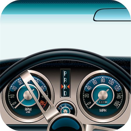 Square icon representing retro car dashboard with empty windshield Foto de stock - Super Valor sin royalties y Suscripción, Código: 400-04415571