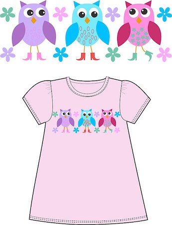 pattern art owl - owls pattern for girls clothes Stock Photo - Budget Royalty-Free & Subscription, Code: 400-04415652