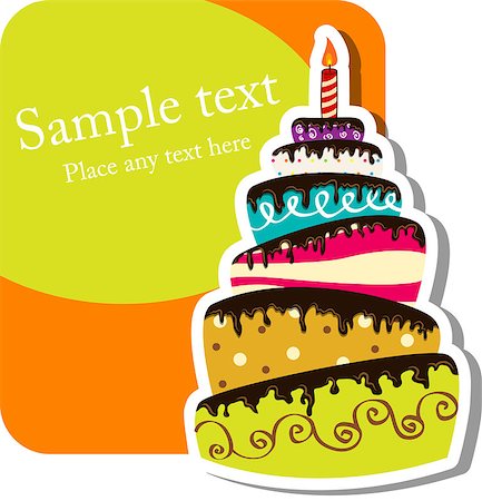 Vector picture with birthday cake Stock Photo - Budget Royalty-Free & Subscription, Code: 400-04415739