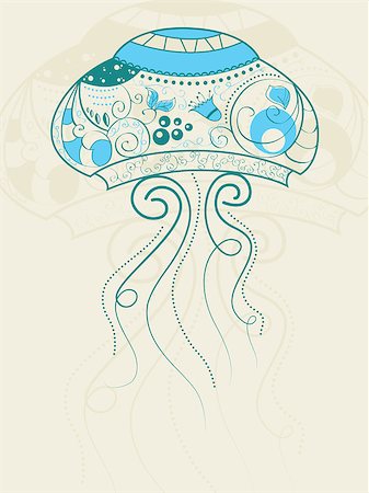 Vector picture with bizarre jellyfish Stock Photo - Budget Royalty-Free & Subscription, Code: 400-04415743