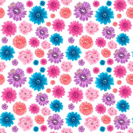 plastic flowers - Vibrant Artificial Flowers Seamless Wallpaper Background Photograph. Stock Photo - Budget Royalty-Free & Subscription, Code: 400-04415766