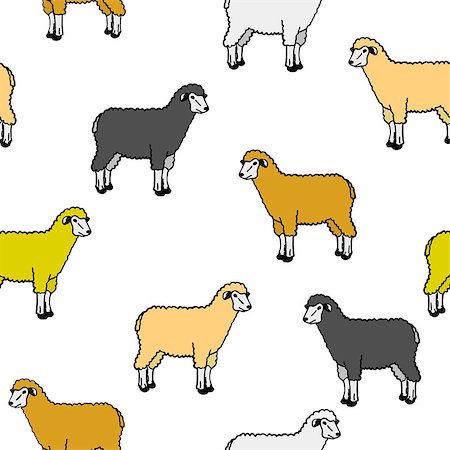 simsearch:400-05744625,k - seamless wallpaper with sheep and rams Stock Photo - Budget Royalty-Free & Subscription, Code: 400-04415791