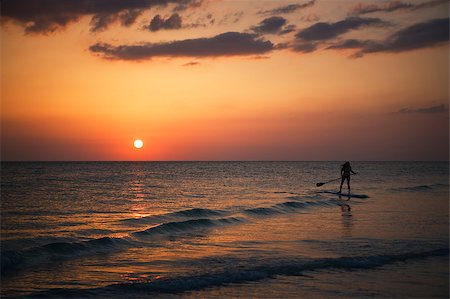 sieste - A lone paddler on Siesta Key Beach in Florida during a colorful sunset. Stock Photo - Budget Royalty-Free & Subscription, Code: 400-04416296
