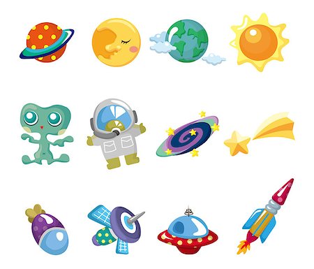 spaceships - cartoon space element icons set Stock Photo - Budget Royalty-Free & Subscription, Code: 400-04416679